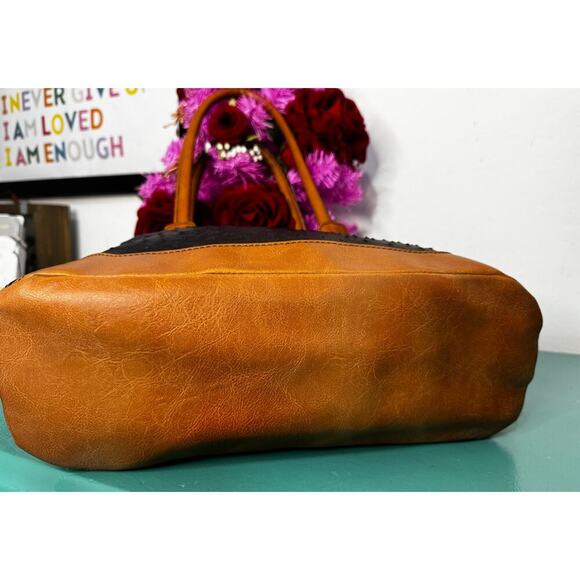 London Fog Satchel Purse - Faux Ostrich Leather - Classic Structured Bag - Picture 4 of 6